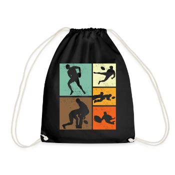 Design de joueur de Rugby Vintage rétro - Sac de sport léger - noir - Devant