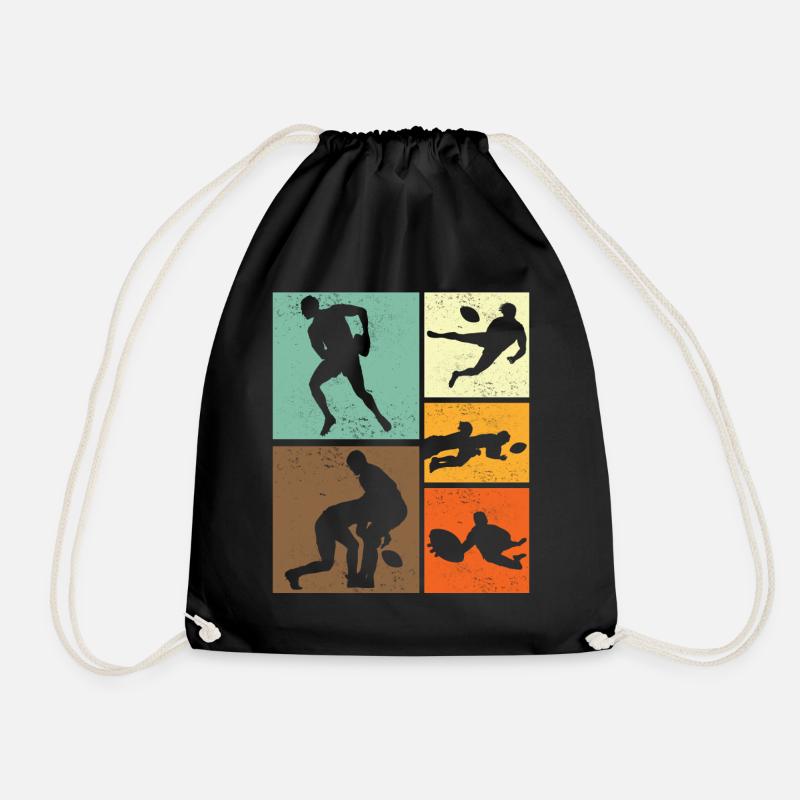Retro-Vintage-Rugby-Spieler-Design - Turnbeutel - Schwarz