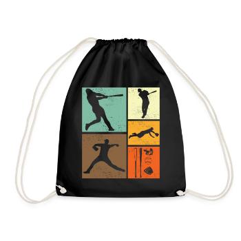 Baseball Stylish Retro Vintage Design for Players - Drawstring Bag - black - Front