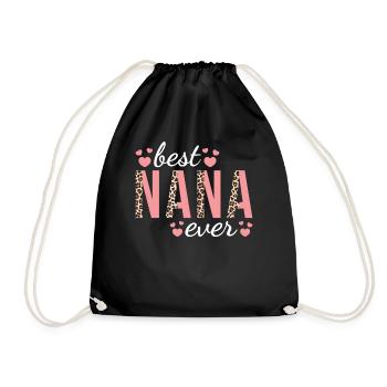 Grandma Family Design Cute Leopard Print Best Nana - Drawstring Bag - black - Front