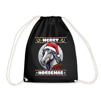 Weihnachten mit Pferd für Pferdenarren und Reiter - Turnbeutel - Schwarz - Vorne