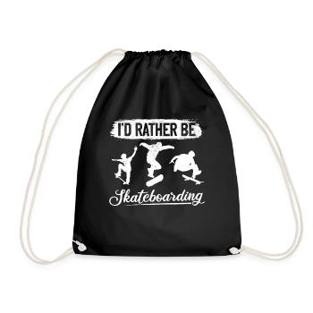 I'd Rather Be Skateboarding - Skateboard Skateboar - Drawstring Bag - black - Front