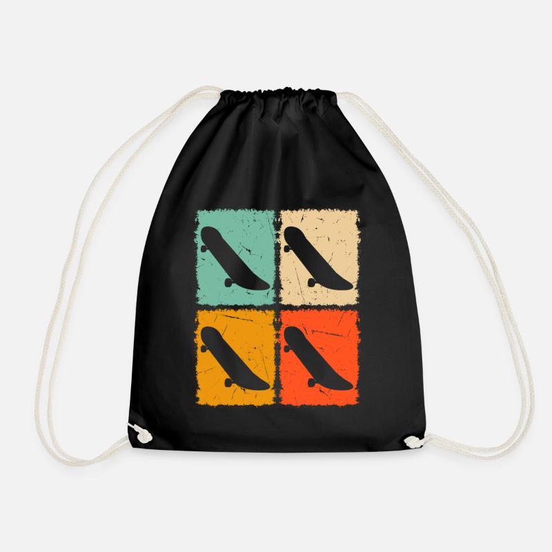 Retro Skateboarding Skateboarder Retro Skateboards - Turnbeutel - Schwarz