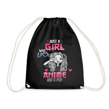 Just A Girl Who Loves Anime And K-Pop African Amer - Turnbeutel - Schwarz - Vorne