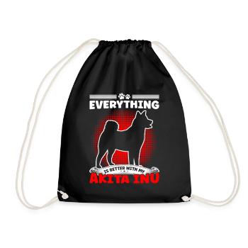 Better with Akita Inu Japanese Akita Inu - Drawstring Bag - black - Front