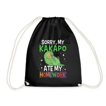 Kakapo has eaten New Zealand parrot - Drawstring Bag - black - Front