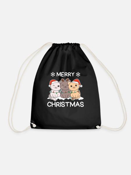 Frohe Weihnachten Katze Heiligabend Katzen - Turnbeutel - Schwarz