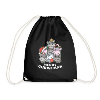 Joyeux Noël Hippopotame Hippopotame de la veille de Noël - Sac de sport léger - noir - Devant