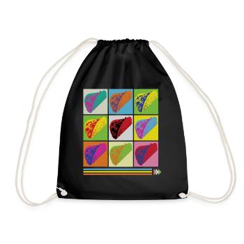 Taco Shirt, Funny Taco Pop Art Foodie Mexican Tee - Drawstring Bag - black - Front