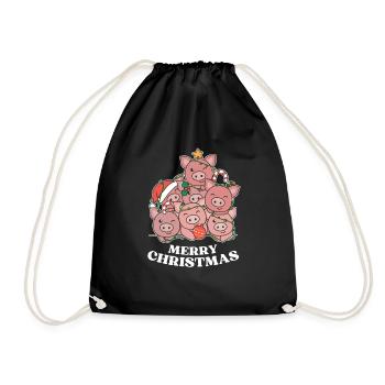 Joyeux cochon de Noël Cochons de la veille de Noël - Sac de sport léger - noir - Devant