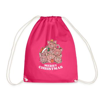 Joyeux cochon de Noël Cochons de la veille de Noël - Sac de sport léger - fuchsia - Devant