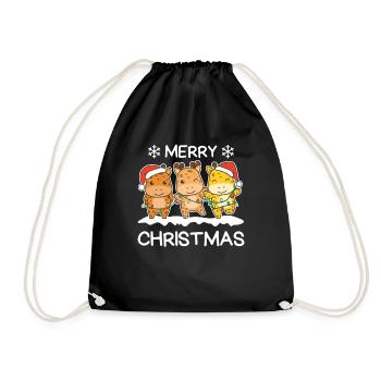 Frohe Weihnachten Giraffe Heiligabend Giraffen - Turnbeutel - Schwarz - Vorne