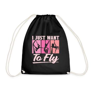 Aerialist I Just Want To Fly Air Yoga Aerialists - Drawstring Bag - black - Front