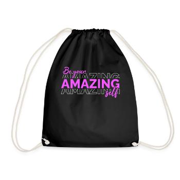 Be you! Self-confidence, positive thinking, motivation - Drawstring Bag - black - Front
