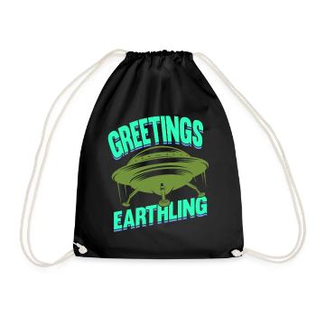 Alien, UFO, UAP, Space, Space Flying Object - Drawstring Bag - black - Front