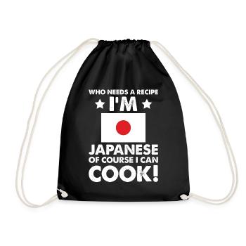 Japanese Cuisine Cook Chef I´m Japanese Of Course - Drawstring Bag - black - Front