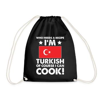 Turkish Cuisine Cook Chef I´m Turkish Of Course I - Drawstring Bag - black - Front