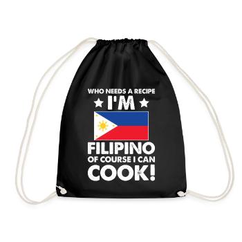 Filipino Cuisine Cook Chef I´m Filipino Of Course - Drawstring Bag - black - Front