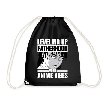 Leveling Up Fatherhood With Anime Vibes Dad Anime - Turnbeutel - Schwarz - Vorne