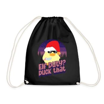 Duck Elf Duty - Ente mit Messer Duck with Knife - Drawstring Bag - black - Front