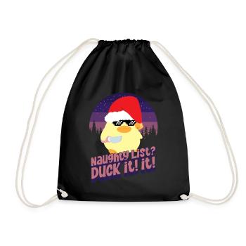 Duck Naughty List Ente mit Messer Duck with Knife - Drawstring Bag - black - Front