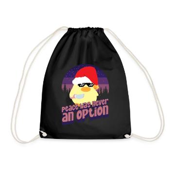Peace Was Never An Option - Duck With Knife Meme - Drawstring Bag - black - Front