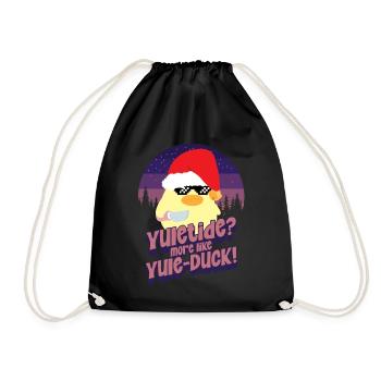 Yule-Duck - Ente mit Messer Duck with Knife - Turnbeutel - Schwarz - Vorne