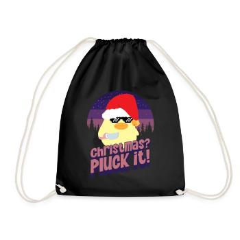 Pluck Christmas - Ente mit Messer Duck with Knife - Drawstring Bag - black - Front