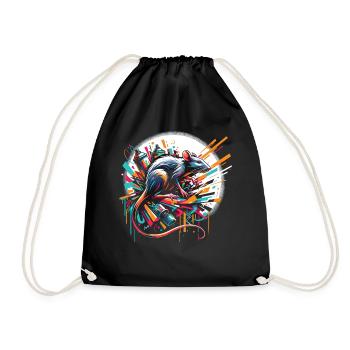 Street Art Rat: Graffiti Dynamics - Drawstring Bag - black - Front
