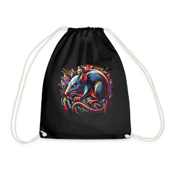 Rat in the Graffiti Jungle: Urban Art - Drawstring Bag - black - Front