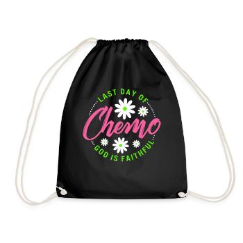 Chemotherapie-Shirt, letzter Tag der Chemo, Gott ist - Turnbeutel - Schwarz - Vorne