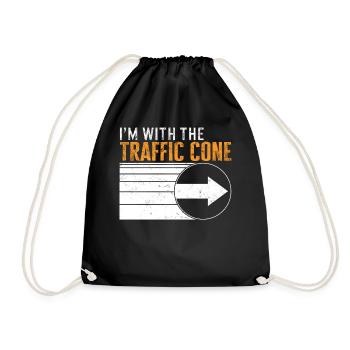 Halloween Shirt, I'm With The Traffic Cone Tee, - Drawstring Bag - black - Front