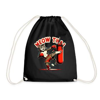 Muay Thai Martial Art Cat Meow Thai Thai Boxing - Drawstring Bag - black - Front