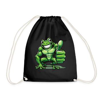Bodybuilder Bodybuilding Frog Gym Fitness - Drawstring Bag - black - Front