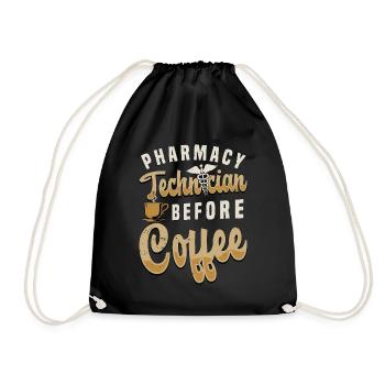 Pharmacy Technician Before Medication Coffee Lover - Drawstring Bag - black - Front