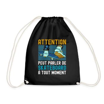 Attention Skateboard Humour Skate Fun Skater Flip - Sac de sport léger - noir - Devant