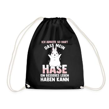 Einhorn Kaninchen Hase - Turnbeutel - Schwarz - Vorne