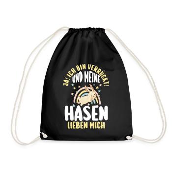 Kaninchen Hase - Turnbeutel - Schwarz - Vorne