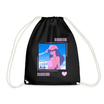 Kawaii Lofi 80's Anime Soft Girl Aesthetic Retro S - Turnbeutel - Schwarz - Vorne