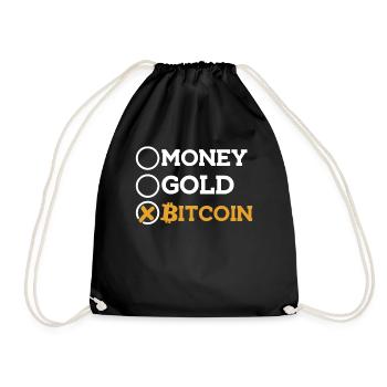 Money Gold Bitcoin Kryptowährung Blockchain - Turnbeutel - Schwarz - Vorne