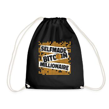 Selfmade Bitcoin Millionaire Blockchain Crypto - Turnbeutel - Schwarz - Vorne
