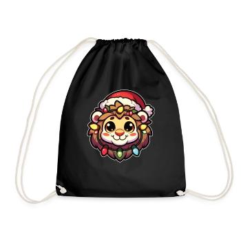 Père Noël chapeau Noël guirlandes lumineuses Lion - Sac de sport léger - noir - Devant