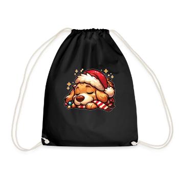 Père Noël chapeau Noël guirlandes lumineuses dorées - Sac de sport léger - noir - Devant