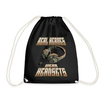 Les vrais héros portent des casques Funny Gamer Boys & Kids - Sac de sport léger - noir - Devant