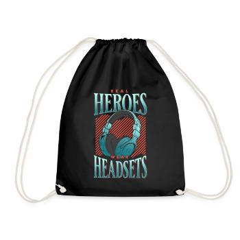 Les vrais héros portent des casques Funny Gamer Boys & Kids - Sac de sport léger - noir - Devant