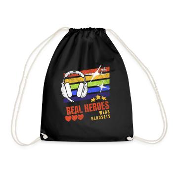 Les vrais héros portent des casques Funny Gamer Boys & Kids - Sac de sport léger - noir - Devant