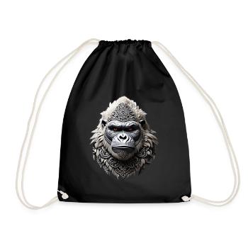 Gorillakopf Tribal Weißes Gorilla-Tattoo - Turnbeutel - Schwarz - Vorne