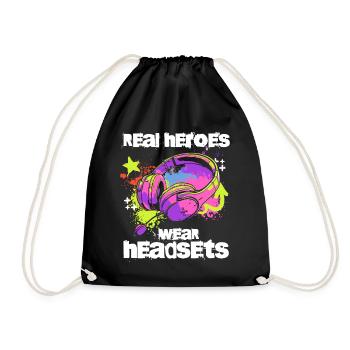 Les vrais héros portent des casques Funny Gamer Boys & Kids - Sac de sport léger - noir - Devant