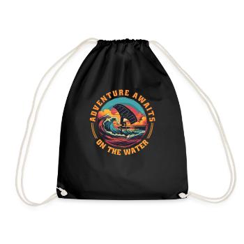 Wingfoil Surfer Wingfoiling Board Kitefoil - Drawstring Bag - black - Front