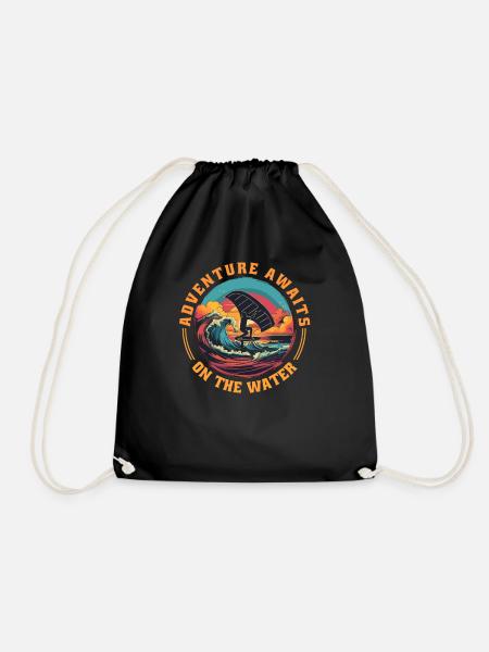 Wingfoil Surfer Wingfoiling Board Kitefoil - Drawstring Bag - black